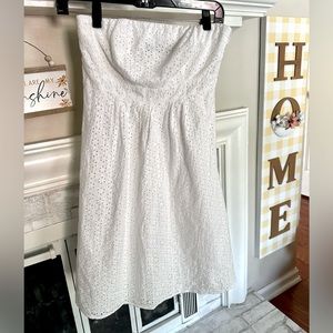 The Limited Strapless White Eyelet Dress EEUC